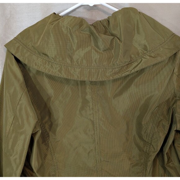 CLAUDIA EV Women's Size MEDIUM Shiny Olive Green Rain Jacket/Coat Windbreaker - Picture 12 of 16